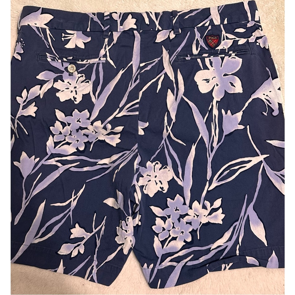 Polo by Ralph Lauren Blue and White Athletic Shorts with Floral Design